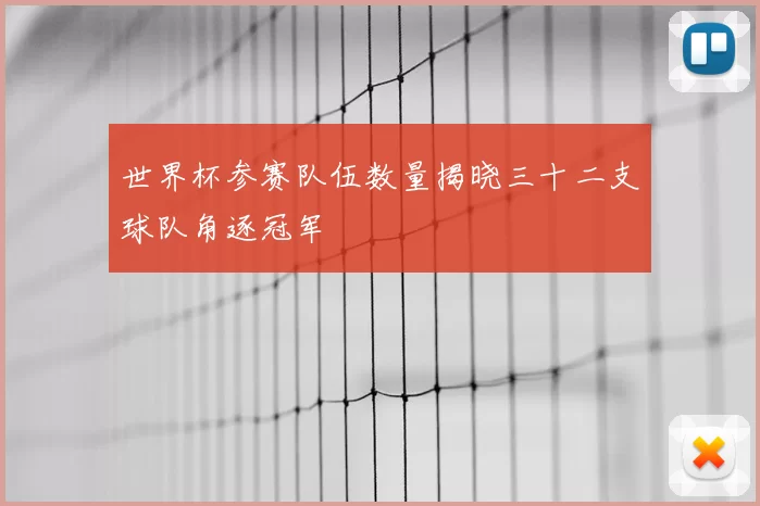 世界杯参赛队伍数量揭晓三十二支球队角逐冠军